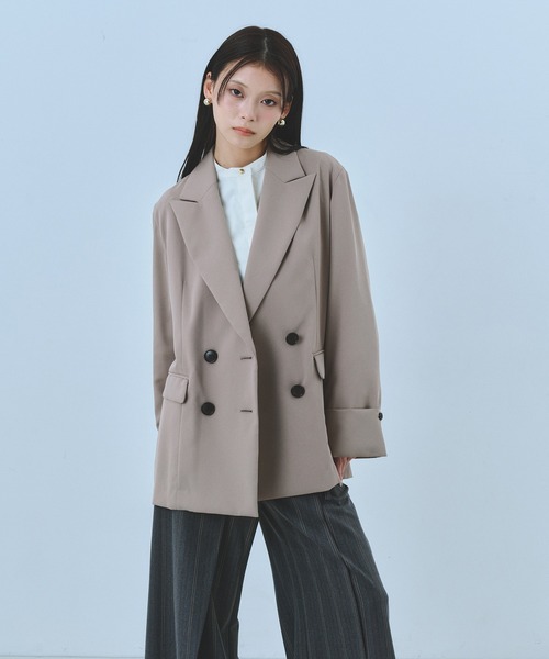 バックベルトレイヤードジャケット｜ウォッシャブル/ストレッチ/防シワ