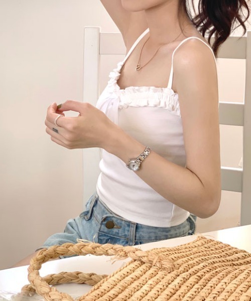 セール】フリルリボン クロップド キャミソール（キャミソール
