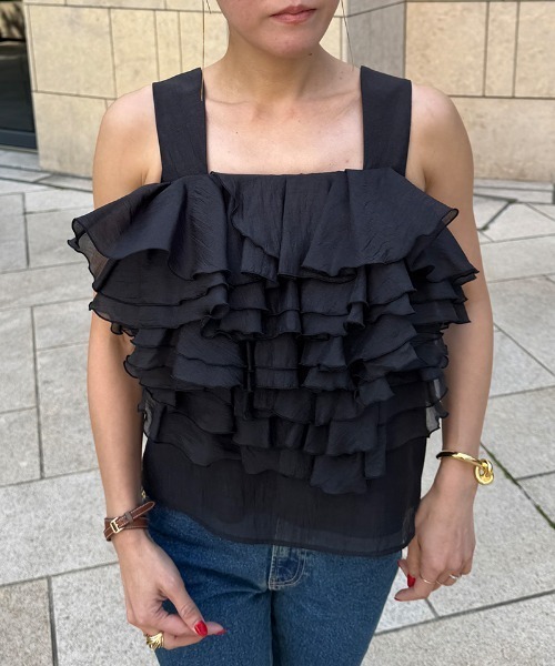 JENNE（ジェンヌ）の「ボリュームブーケブラウス（その他トップス・レディース・ブラック/ライトブルー・SMALL/MEDIUM/LARGE）」の4枚目の写真