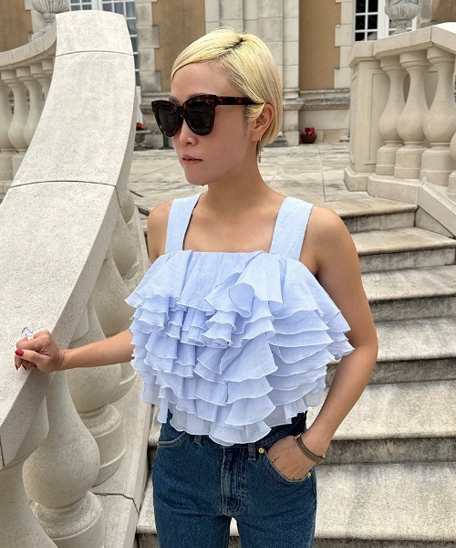 JENNE（ジェンヌ）の「ボリュームブーケブラウス（その他トップス・レディース・ブラック/ライトブルー・SMALL/MEDIUM/LARGE）」の19枚目の写真