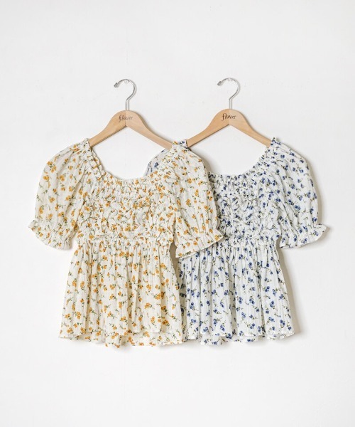 ブラウス シャツ クランプルブルームトップ レディース セール】クランプルブルームトップ（シャツ/ブラウス）｜flower