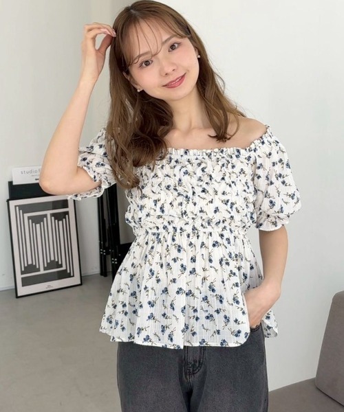 flower（フラワー）の「クランプルブルームトップ（シャツ/ブラウス・レディース・ブルー/イエロー・FREE）」の21枚目の写真