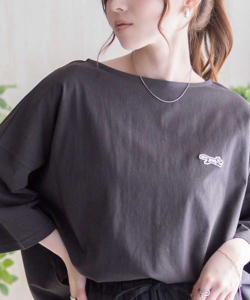 Mac-House(マックハウス)の「PENNEYS ワンポイントTシャツ(Tシャツ/カットソー・レディース・ホワイト/チャコールグレー/グレイッシュベージュ・M/L)」の10枚目の写真