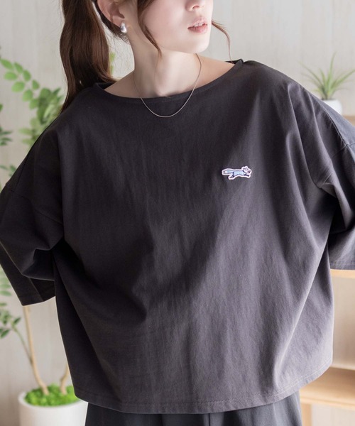 Mac-House(マックハウス)の「PENNEYS ワンポイントTシャツ(Tシャツ/カットソー・レディース・ホワイト/チャコールグレー/グレイッシュベージュ・M/L)」の11枚目の写真