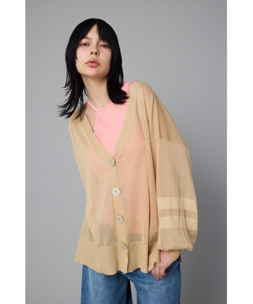 HeRIN.CYE(ヘリンドットサイ)の「Sheer line cardigan シアーラインカーディガン(カーディガン/ボレロ・レディース・ベージュ/ライトブルー/レッド・FREE)」の2枚目の写真