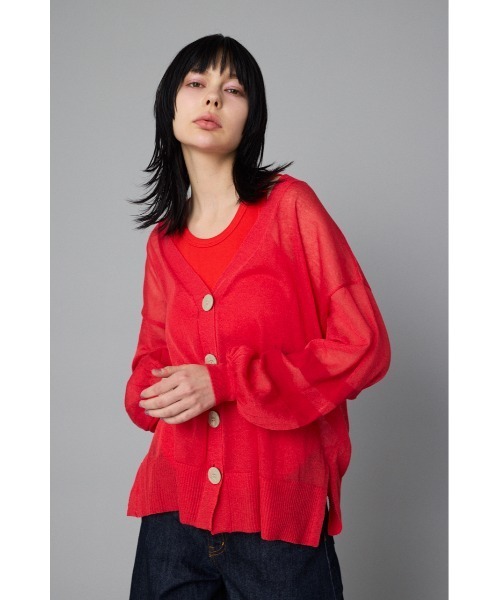 HeRIN.CYE(ヘリンドットサイ)の「Sheer line cardigan シアーラインカーディガン(カーディガン/ボレロ・レディース・ベージュ/ライトブルー/レッド・FREE)」の3枚目の写真