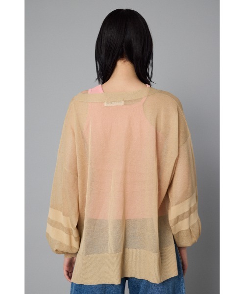 HeRIN.CYE(ヘリンドットサイ)の「Sheer line cardigan シアーラインカーディガン(カーディガン/ボレロ・レディース・ベージュ/ライトブルー/レッド・FREE)」の6枚目の写真