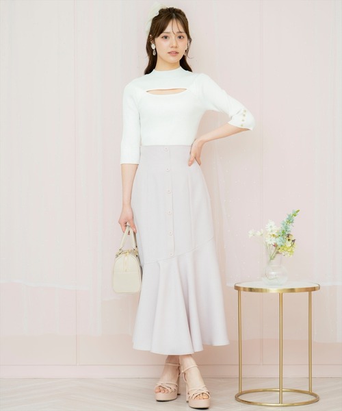 WILLSELECTION（ウィルセレクション）の「デコルテオープンハイネックプルオーバー（ニット/セーター・レディース・オフホワイト/ブラック/ピンク・FREE）」の5枚目の写真