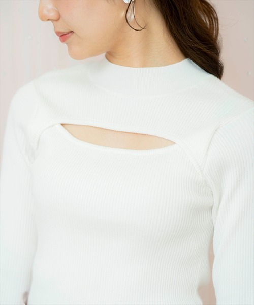 WILLSELECTION（ウィルセレクション）の「デコルテオープンハイネックプルオーバー（ニット/セーター・レディース・オフホワイト/ブラック/ピンク・FREE）」の12枚目の写真