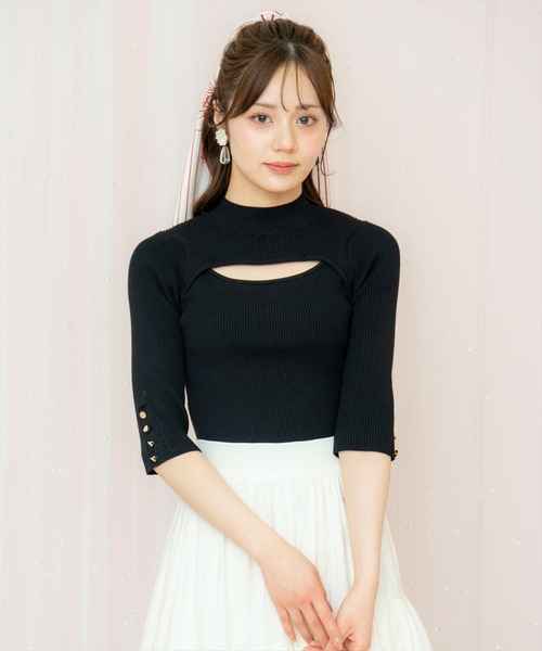 WILLSELECTION（ウィルセレクション）の「デコルテオープンハイネックプルオーバー（ニット/セーター・レディース・オフホワイト/ブラック/ピンク・FREE）」の19枚目の写真