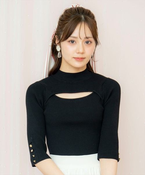 WILLSELECTION（ウィルセレクション）の「デコルテオープンハイネックプルオーバー（ニット/セーター・レディース・オフホワイト/ブラック/ピンク・FREE）」の21枚目の写真