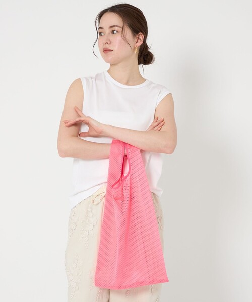 JULY NINE(ジュライナイン)の「<JULY NINE>メッシュ トートバッグ(トートバッグ・レディース・イエロー/ピンク・FREE)」の4枚目の写真