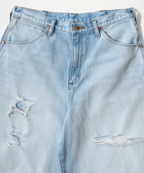 Wrangler(ラングラー)の「Wrangler(ラングラー)DENIM SHORTS/ヴィンテージウォッシュ・ダメージ加工デニムショーツ メンズ レディース ユニセックス/ジョーツ(デニムパンツ・メンズ・ライトインディゴブルー/インディゴブルー・M/L/XL/S)」の10枚目の写真