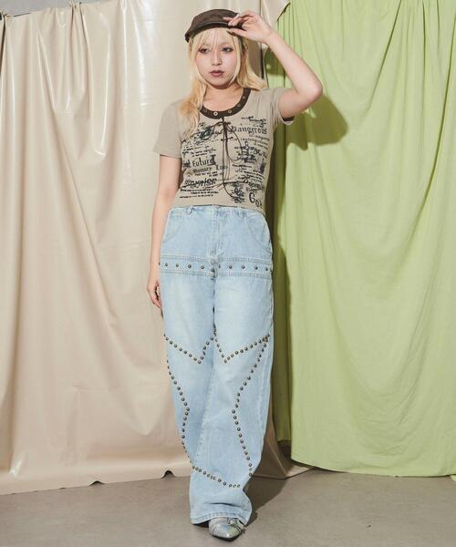 dispark（ディスパーク）の「DISPARK/ハトメネックデザインSSトップス（Tシャツ/カットソー・レディース・ブラック/ブラウン・FREE）」の6枚目の写真