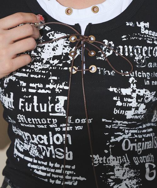 dispark（ディスパーク）の「DISPARK/ハトメネックデザインSSトップス（Tシャツ/カットソー・レディース・ブラック/ブラウン・FREE）」の8枚目の写真