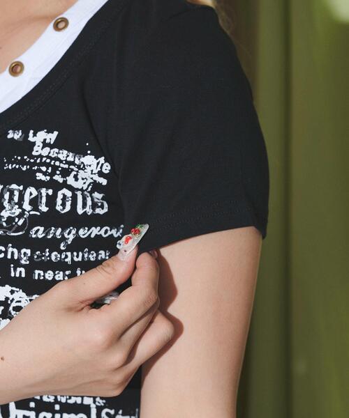 dispark（ディスパーク）の「DISPARK/ハトメネックデザインSSトップス（Tシャツ/カットソー・レディース・ブラック/ブラウン・FREE）」の9枚目の写真