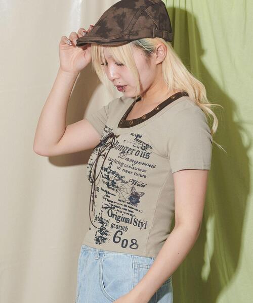 dispark（ディスパーク）の「DISPARK/ハトメネックデザインSSトップス（Tシャツ/カットソー・レディース・ブラック/ブラウン・FREE）」の15枚目の写真