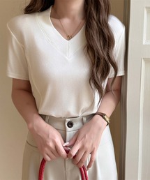 Vネック半袖カットソー
