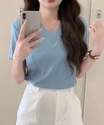 LAFFMO（ラフモ）の「Vネック半袖カットソー（Tシャツ/カットソー）」