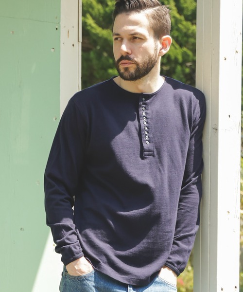 MR.OLIVE（ミスターオリーブ）の「88/12 VINTAGE MATERIAL / 10-BUTTON HENLEY NECK SHIRT（Tシャツ/カットソー・メンズ・オフホワイト/ブラック/ネイビー・MEDIUM/LARGE）」の3枚目の写真