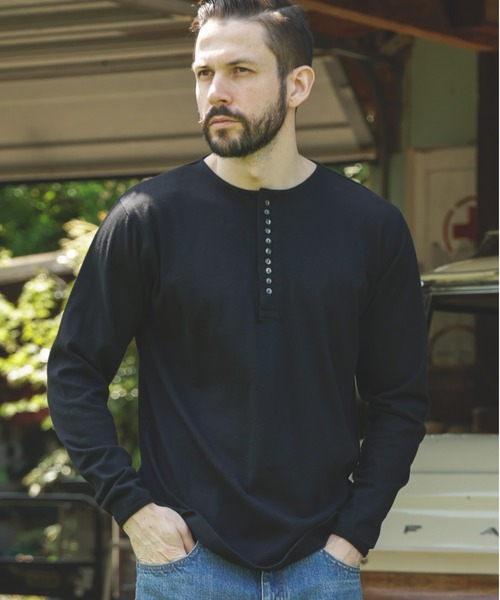MR.OLIVE（ミスターオリーブ）の「88/12 VINTAGE MATERIAL / 10-BUTTON HENLEY NECK SHIRT（Tシャツ/カットソー・メンズ・オフホワイト/ブラック/ネイビー・MEDIUM/LARGE）」の2枚目の写真