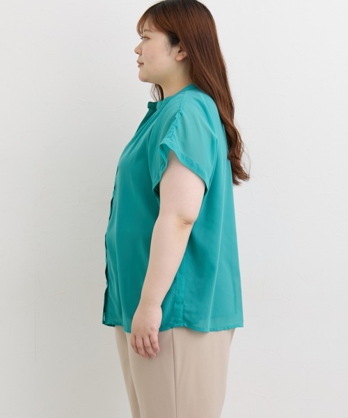 SMILE LAND(スマイルランド)の「<大きいサイズ> スキッパーデザイン裏地付ブラウス(シャツ/ブラウス・レディース・ピンク系/ブラック/ブルーグリーン/ブラック系/アイボリー系・L/LL/3L/4L/5L)」の18枚目の写真