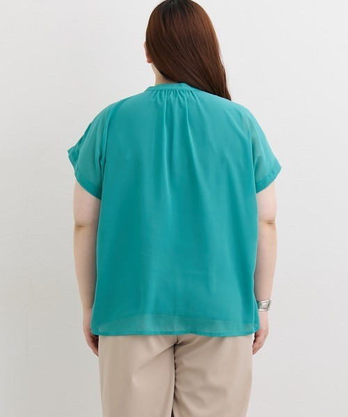 SMILE LAND(スマイルランド)の「<大きいサイズ> スキッパーデザイン裏地付ブラウス(シャツ/ブラウス・レディース・ピンク系/ブラック/ブルーグリーン/ブラック系/アイボリー系・L/LL/3L/4L/5L)」の19枚目の写真