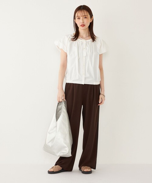 SHIPS Colors（シップス カラーズ）の「SHIPS Colors:〈手洗い可能〉カット ジョーゼット サイドライン パンツ（その他パンツ・レディース・ライトグレー/ブラウン/ブラック・SMALL/MEDIUM）」の21枚目の写真