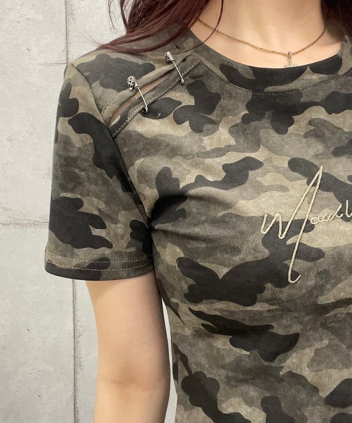 セール】カモフラージュ柄クロップドTシャツ（Tシャツ/カットソー