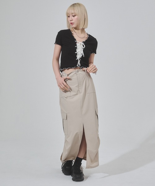 ENVYM（アンビー）の「ナイロンカーゴマキシスカート（スカート・レディース・ブラック/ベージュ・FREE）」の11枚目の写真