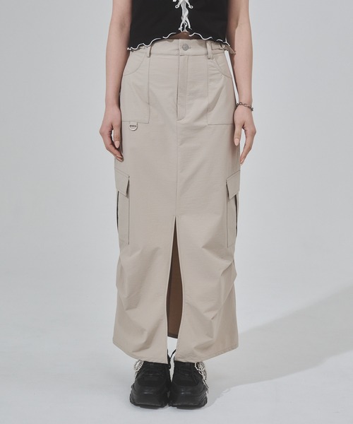 ENVYM（アンビー）の「ナイロンカーゴマキシスカート（スカート・レディース・ブラック/ベージュ・FREE）」の3枚目の写真
