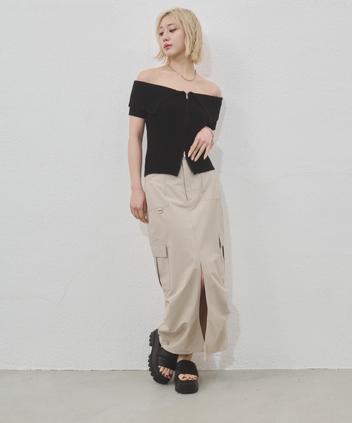 ENVYM（アンビー）の「ナイロンカーゴマキシスカート（スカート・レディース・ブラック/ベージュ・FREE）」の21枚目の写真