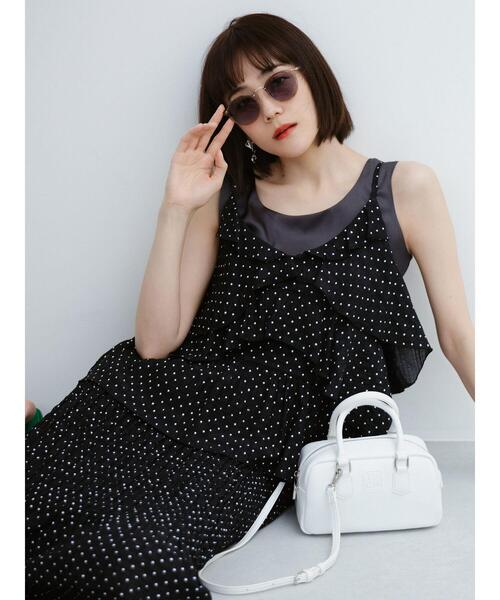 Te chichi（テチチ）の「【松井愛莉着用】ドットシャーリングキャミブラウス（セットアップ可）（シャツ/ブラウス・レディース・ブラック/ブラウン・F）」の2枚目の写真