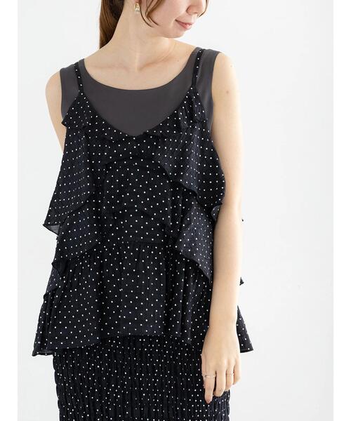 Te chichi（テチチ）の「【松井愛莉着用】ドットシャーリングキャミブラウス（セットアップ可）（シャツ/ブラウス・レディース・ブラック/ブラウン・F）」の10枚目の写真