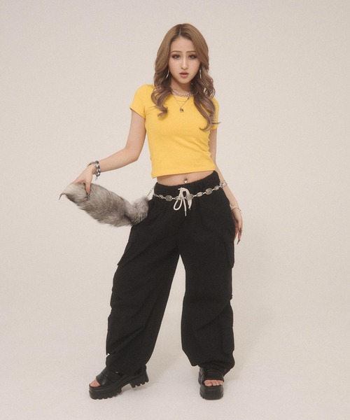 d.i.a.(ダイヤ)の「バックレースコンパクトTシャツ(Tシャツ/カットソー・レディース・モカ/ブラック×ホワイト/イエロー/ブルー/ホワイト/ブラック・SMALL/MEDIUM)」の12枚目の写真