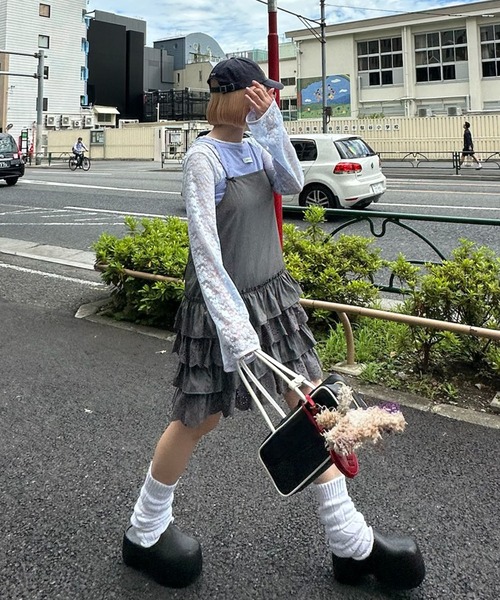 Alley Tokyo(アリートーキョー)の「Alleyロゴ総柄T&アメスリタンクセット(Tシャツ/カットソー・レディース・チャコール/サックスブルー/オフホワイト・FREE)」の6枚目の写真