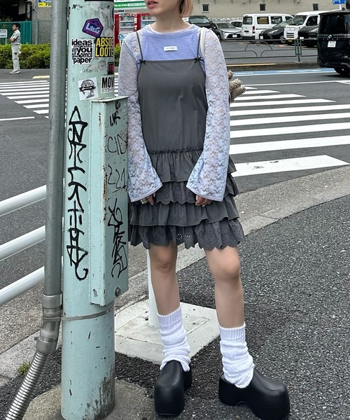 Alley Tokyo(アリートーキョー)の「Alleyロゴ総柄T&アメスリタンクセット(Tシャツ/カットソー・レディース・チャコール/サックスブルー/オフホワイト・FREE)」の8枚目の写真