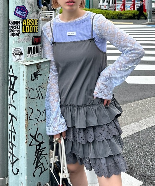 Alley Tokyo(アリートーキョー)の「Alleyロゴ総柄T&アメスリタンクセット(Tシャツ/カットソー・レディース・チャコール/サックスブルー/オフホワイト・FREE)」の9枚目の写真