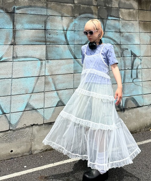 Alley Tokyo(アリートーキョー)の「Alleyロゴ総柄T&アメスリタンクセット(Tシャツ/カットソー・レディース・チャコール/サックスブルー/オフホワイト・FREE)」の12枚目の写真