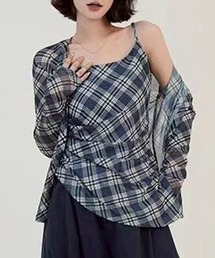 韓国 ボレロカーディガン エレガント チェック キャミワンピース 1909611_25137572_k3.jpg