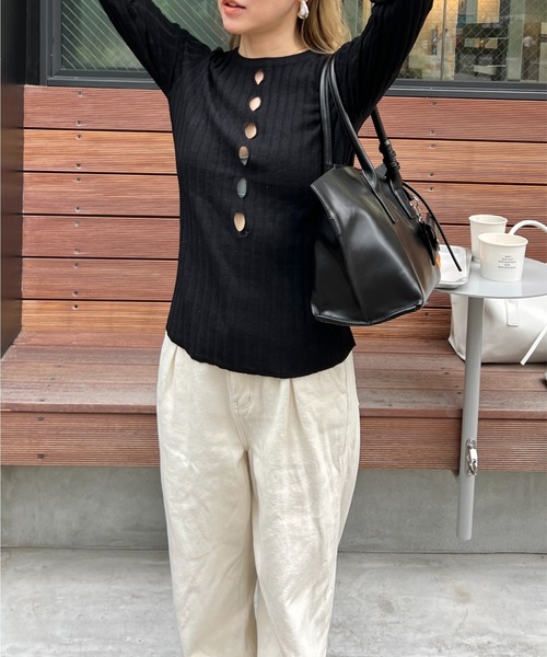 StyleSea（スタイルシー）の「スクエアソフトエコレザートートバッグ（トートバッグ・レディース・ブラック/ホワイト・FREE）」の17枚目の写真