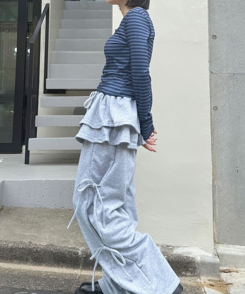 HALEY PESCA（ヘーリーペスカ）の「HALEY PESCA/ヘンリーネック　ボーダー柄クロップド長袖カットソー　ロンT（Tシャツ/カットソー・レディース・ブラック/ブルー・MEDIUM/SMALL）」の12枚目の写真