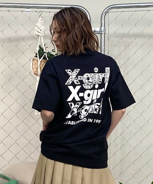X-girl/エックスガール CAMO TRIPLE LOGO SS TEE 105242011037