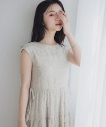 Petitjo | 小さいサイズ　ジャガードスリーブワンピース　低身長さん・小柄女性(ワンピース)