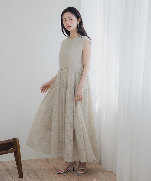 Petitjo（プッチージョ）の「小さいサイズ　ジャガードスリーブワンピース　低身長さん・小柄女性（ワンピース・レディース・ブラック/ベージュ・PS/PM/PL/PSS）」の8枚目の写真