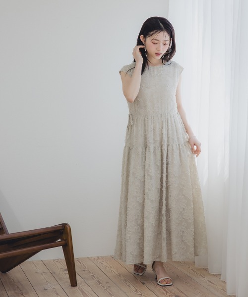 Petitjo（プッチージョ）の「小さいサイズ　ジャガードスリーブワンピース　低身長さん・小柄女性（ワンピース・レディース・ブラック/ベージュ・PS/PM/PL/PSS）」の10枚目の写真