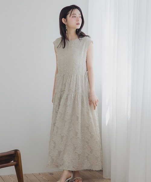 Petitjo（プッチージョ）の「小さいサイズ　ジャガードスリーブワンピース　低身長さん・小柄女性（ワンピース・レディース・ブラック/ベージュ・PS/PM/PL/PSS）」の11枚目の写真