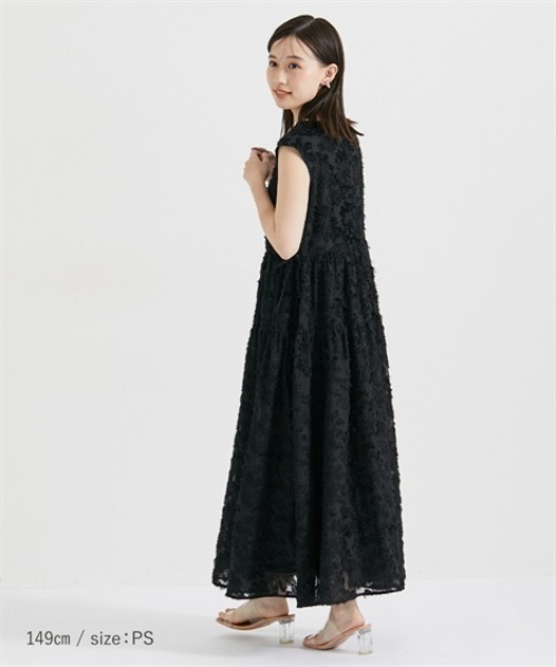 Petitjo（プッチージョ）の「小さいサイズ　ジャガードスリーブワンピース　低身長さん・小柄女性（ワンピース・レディース・ブラック/ベージュ・PS/PM/PL/PSS）」の21枚目の写真