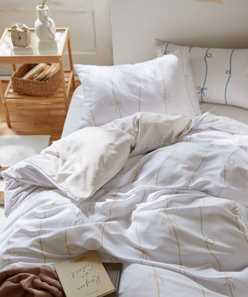 布団カバーセット ストライプリボン柄 2点セット｜シングル 【furry