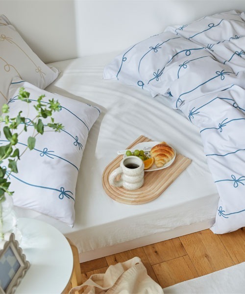 布団カバーセット ストライプリボン柄 2点セット｜シングル 【furry